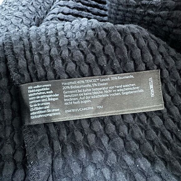 Eileen Fisher Organic Cotton Honeycomb Dress Knee Length Black Size Medium - Picture 6 of 7